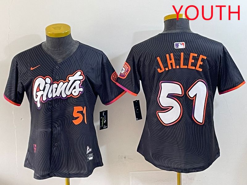 Youth San Francisco Giants #51 J.H.Lee Black Joint Name Nike 2025 MLB Jersey style 8